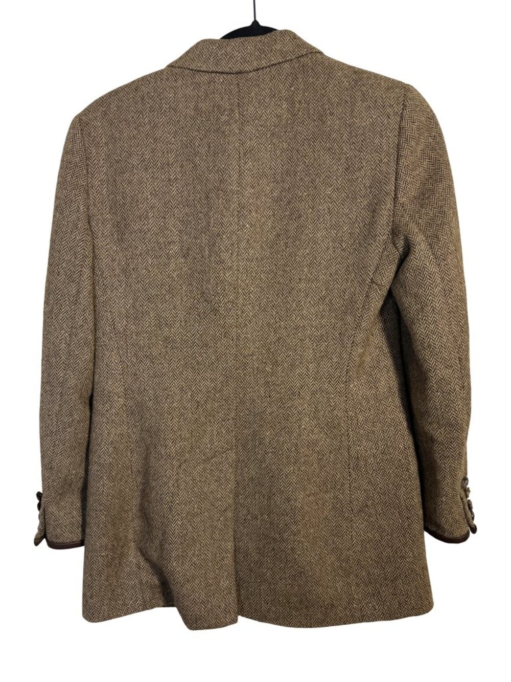 Lauren Ralph Lauren 4P Wool Silk Herringbone Tweed Equestrian Blazer Brown - Picture 3 of 15